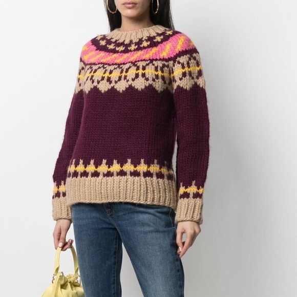 NWT Tory Burch Fair Isle Pullover Oversized Printed Sweater Knit - Picture 6 of 7